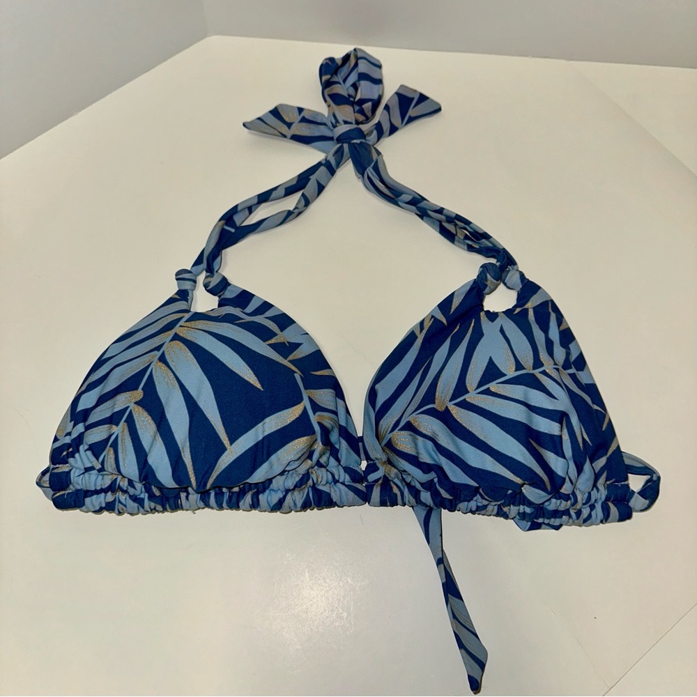 Blue Leaf Print Bikini Top size XL
